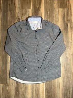 Thomas Sterling London Button Up Shirt Geometric Pattern Men's Size XL